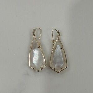 Kendra Scott gold and white earrings